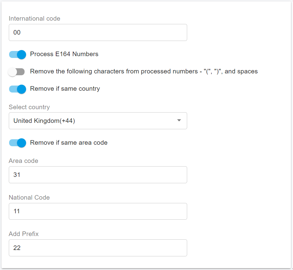 E164 Call - Process E164 numbers is enabled