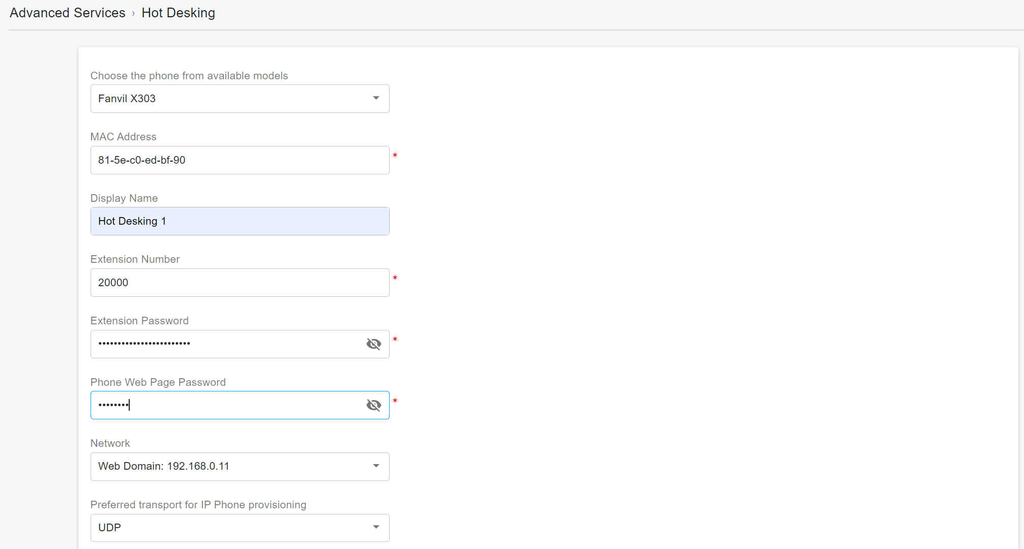 Thiết lập Hot Desking