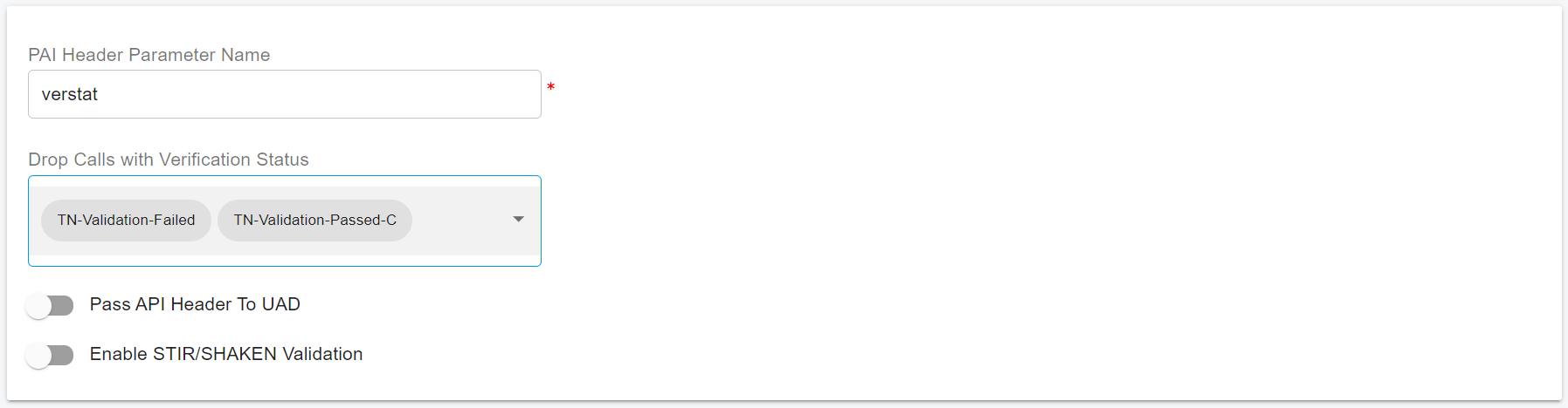 Cấu hình STIR/SHAKEN