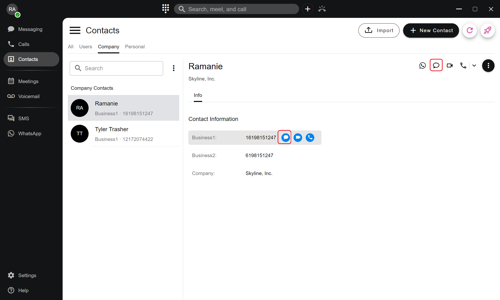 Gửi SMS đến liên hệ
