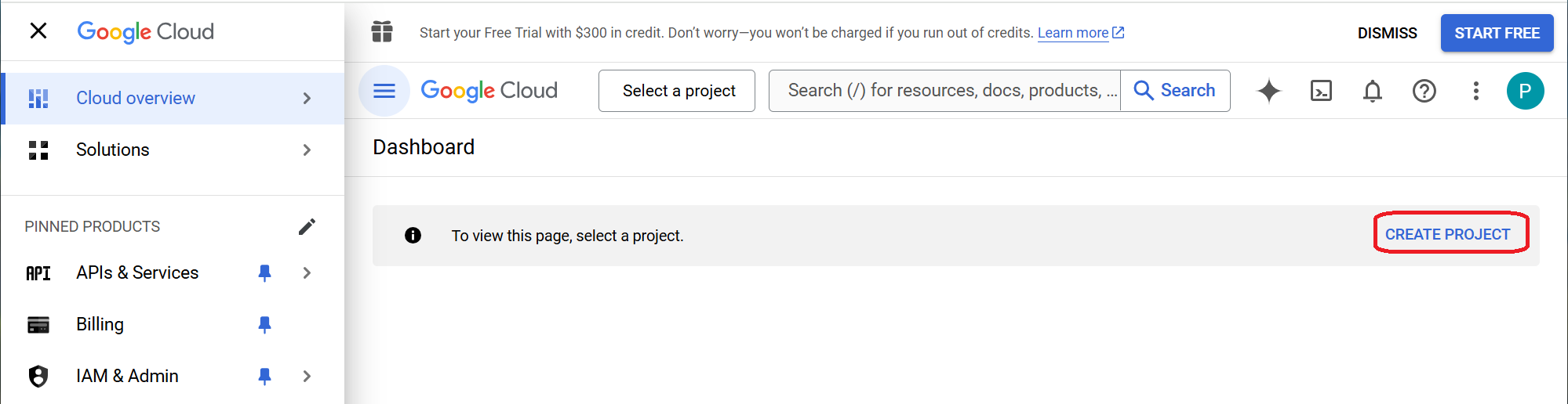 Google Cloud Console Create Project