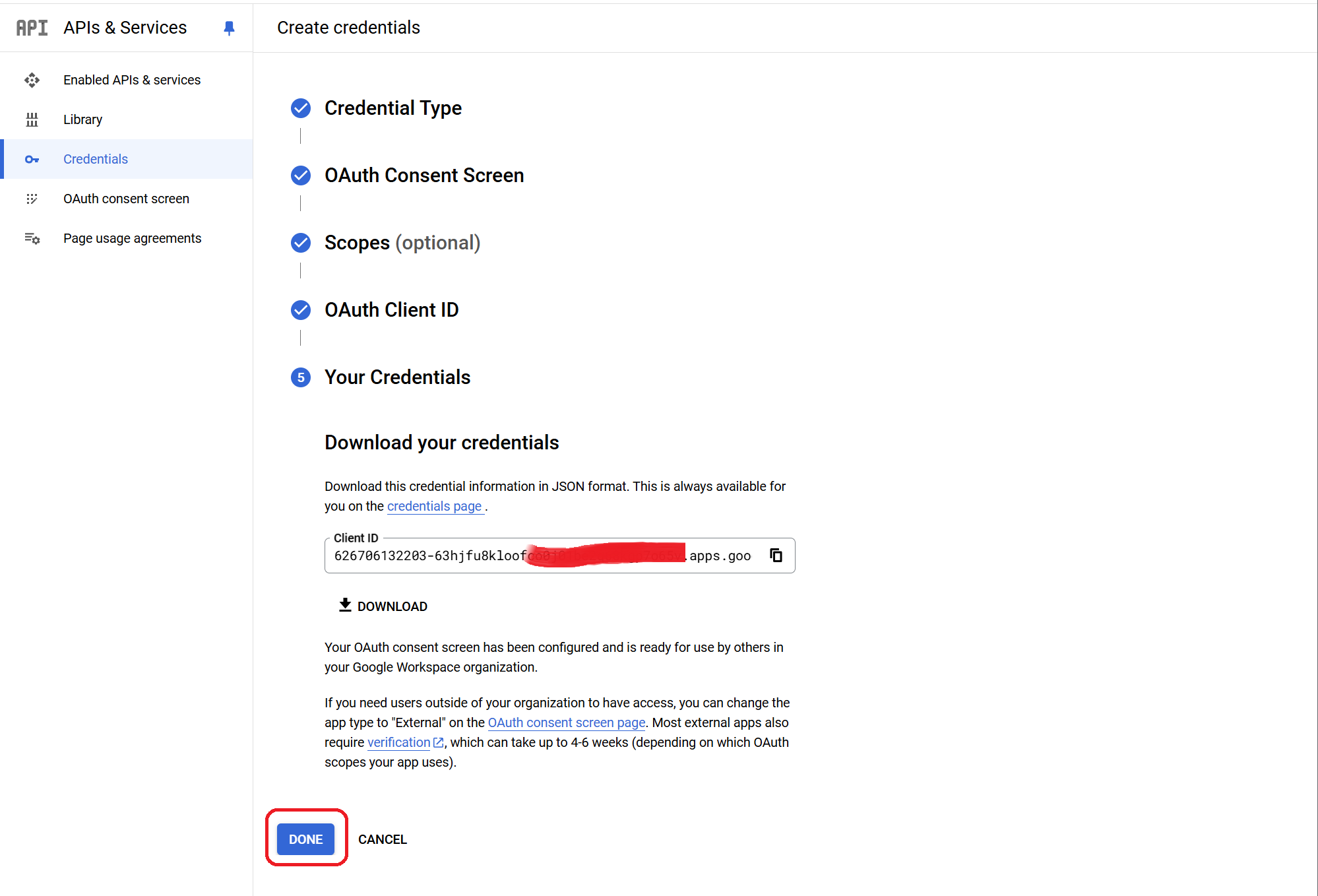 OAuth Client Created