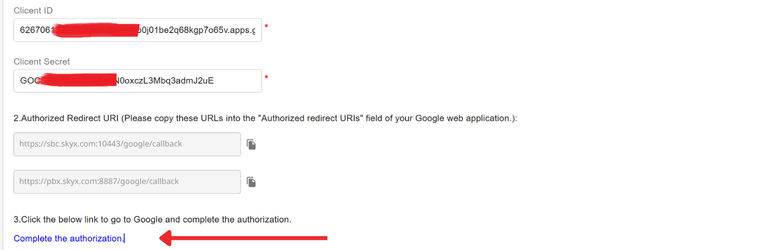 Complete Authorization Link