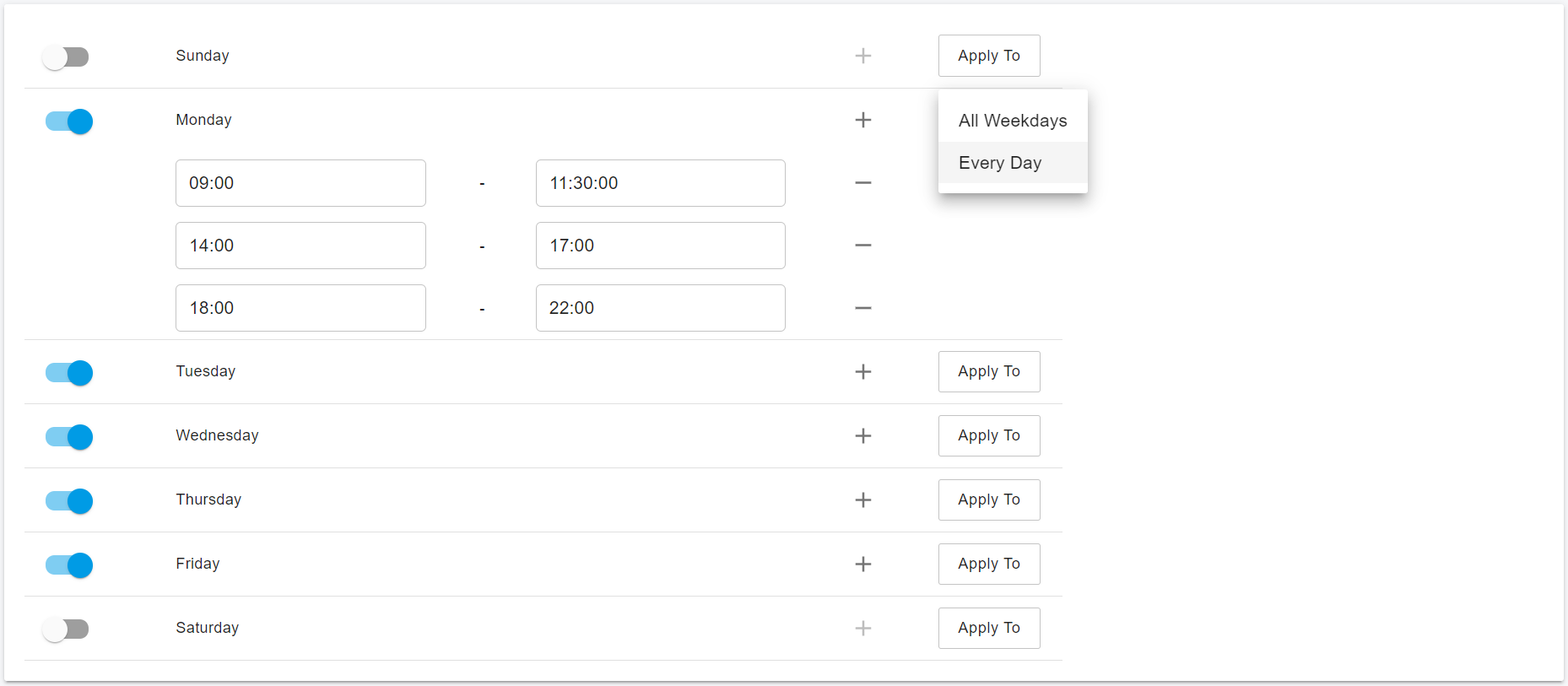 Global Office Hours Configuration