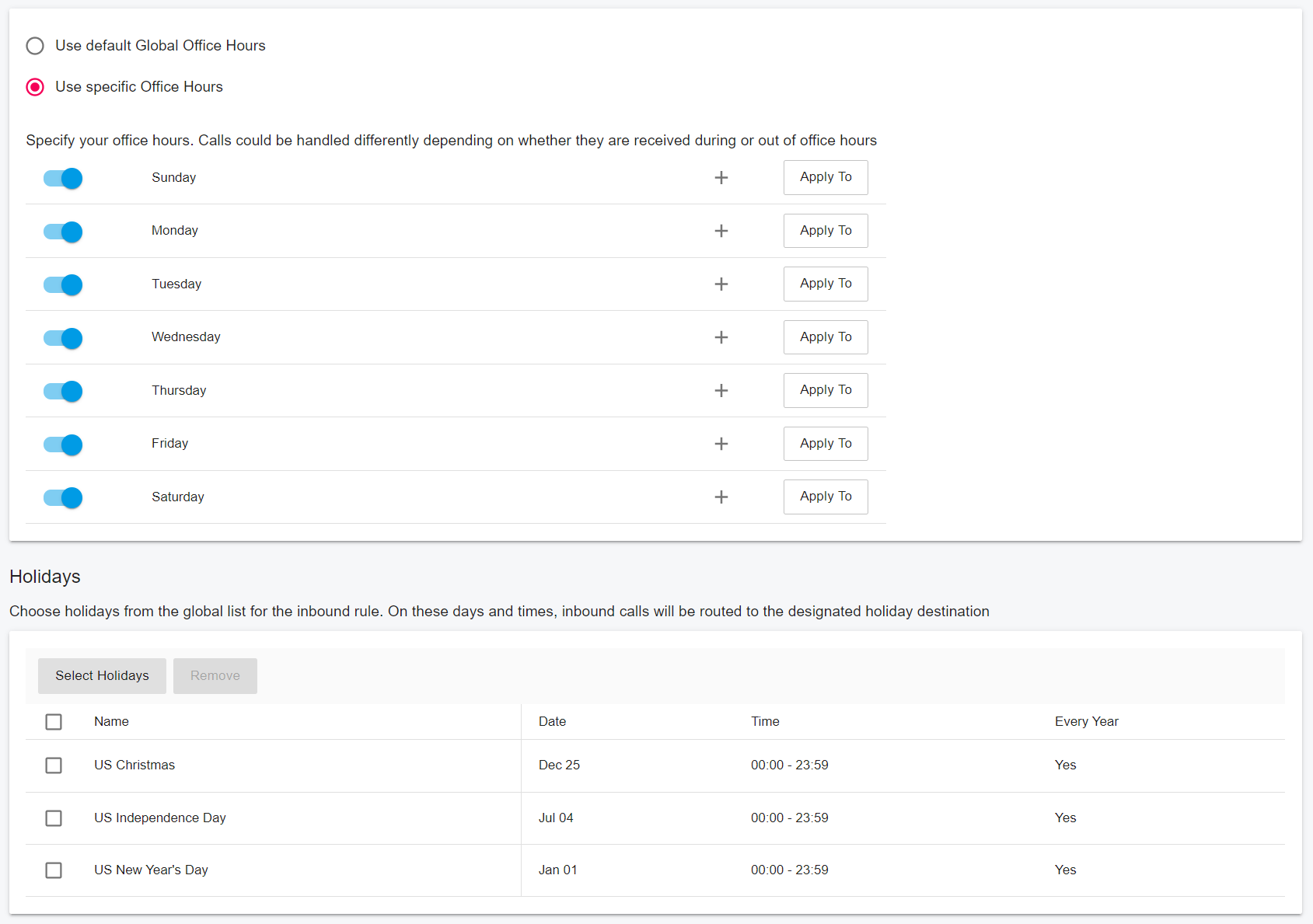 Office Hours Tab Configuration