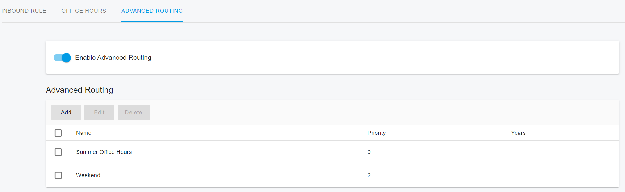Advanced Routing Tab