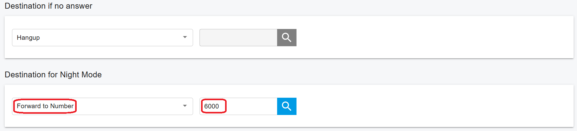 Night Mode Destination for Call Queue and Ring Group
